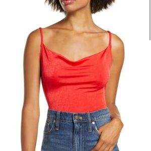 Free People cowl neck red thong Bodysuit